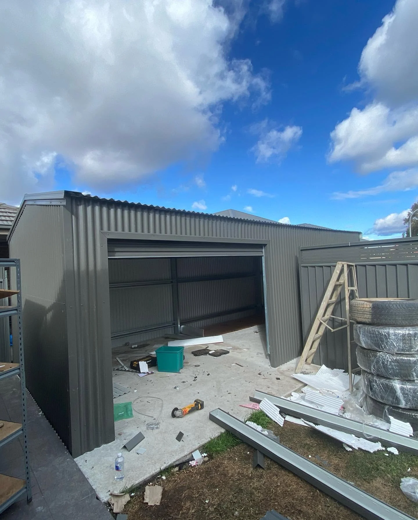Finished enclosed shed with roller door, built in Canberra